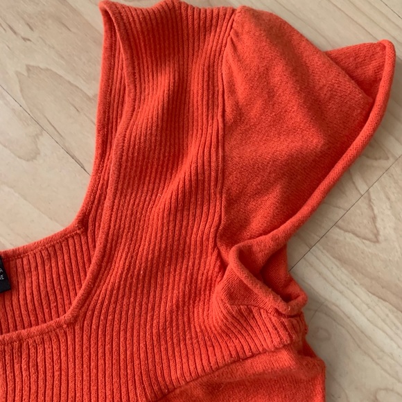 Volcom square neck orange knit babydoll top L - Picture 3 of 7